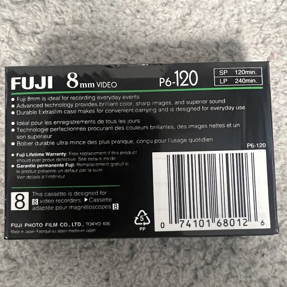 NIB Lot of 3 Fuji Film‎ 8mm Video Cassette Tapes 120 High Quality Sealed